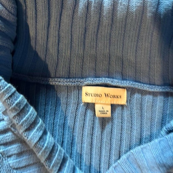 Studio Works Ribbed Knit Blue Sweater - Picture 2 of 2